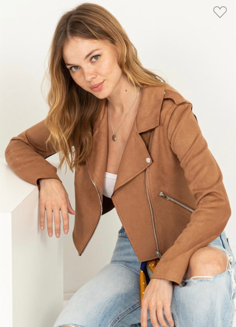 Faux Suede Moto Jacket (2 Colors)
