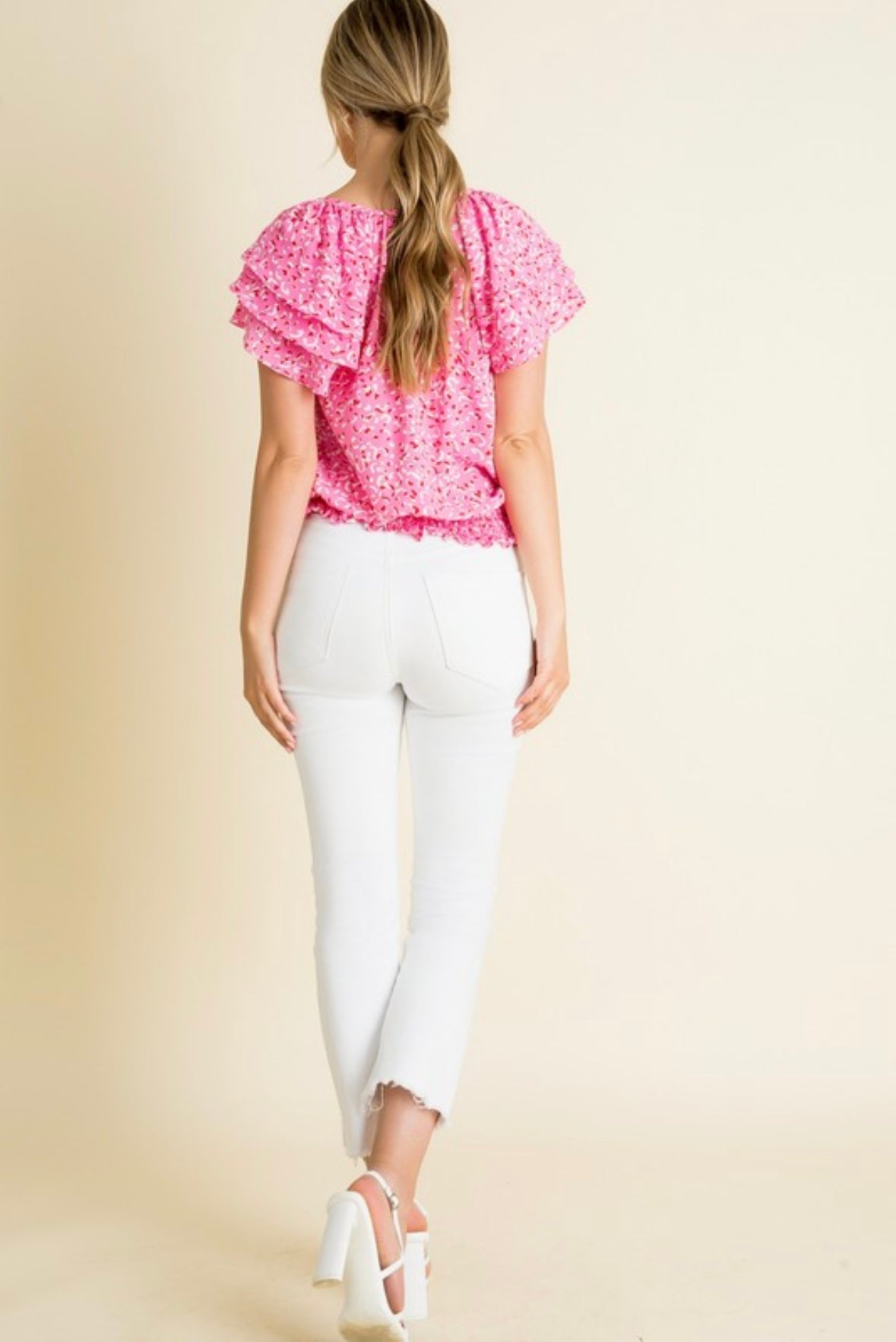 Cheetah Print Flutter Sleeve Top