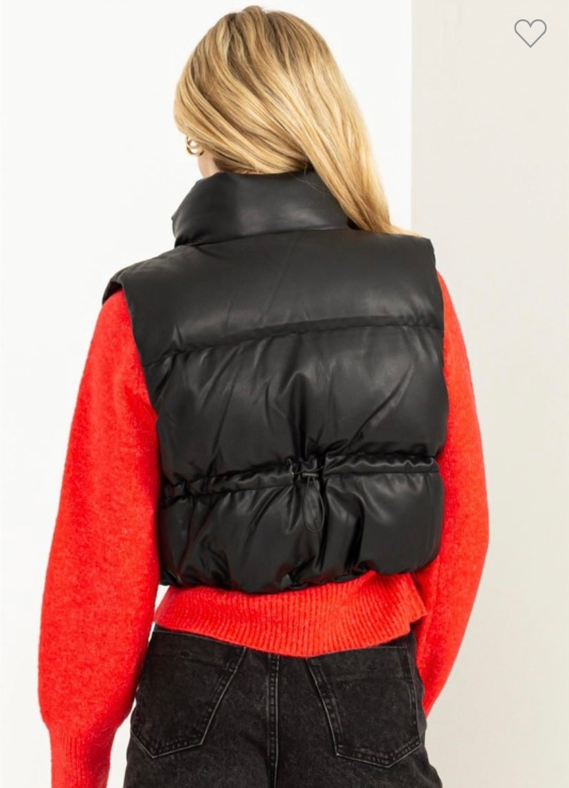 Leather Puffer Vest