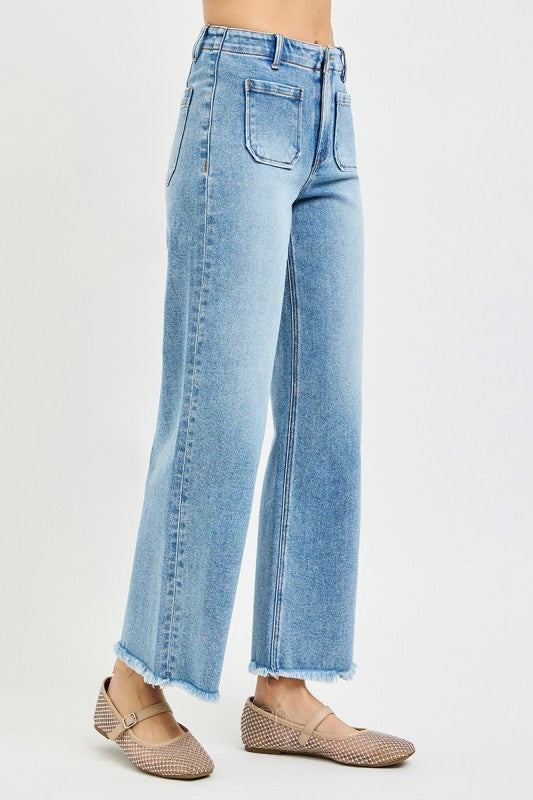 High Rise Wide Leg with Patch Pockets