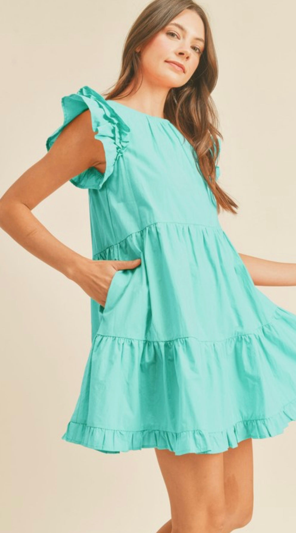 Flutter Sleeve Babydoll Dress