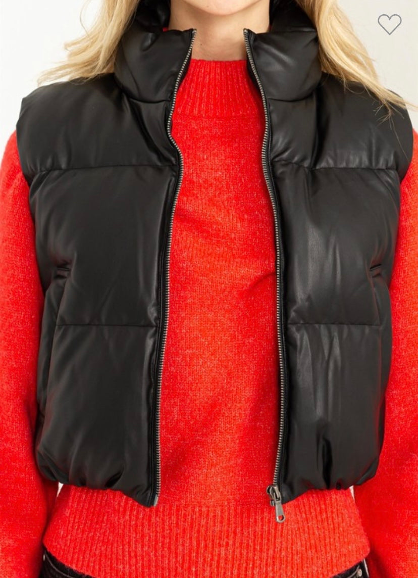 Leather Puffer Vest