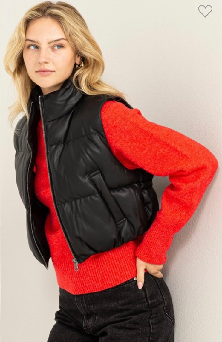 Leather Puffer Vest