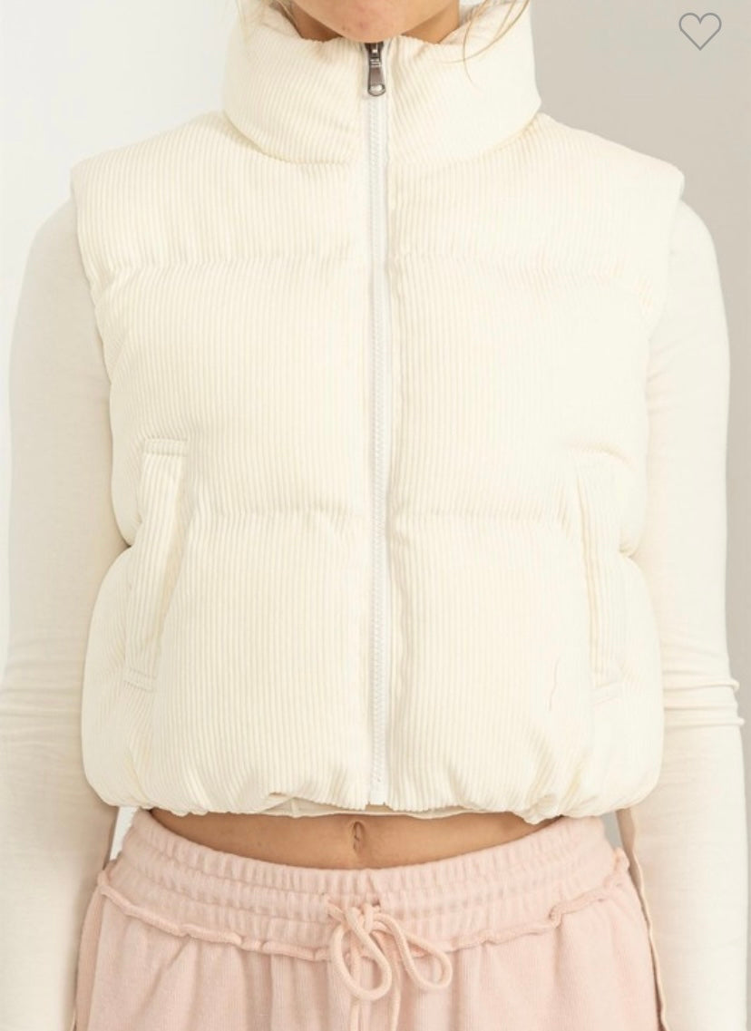 Corduroy Puffer Vest (3 Colors)