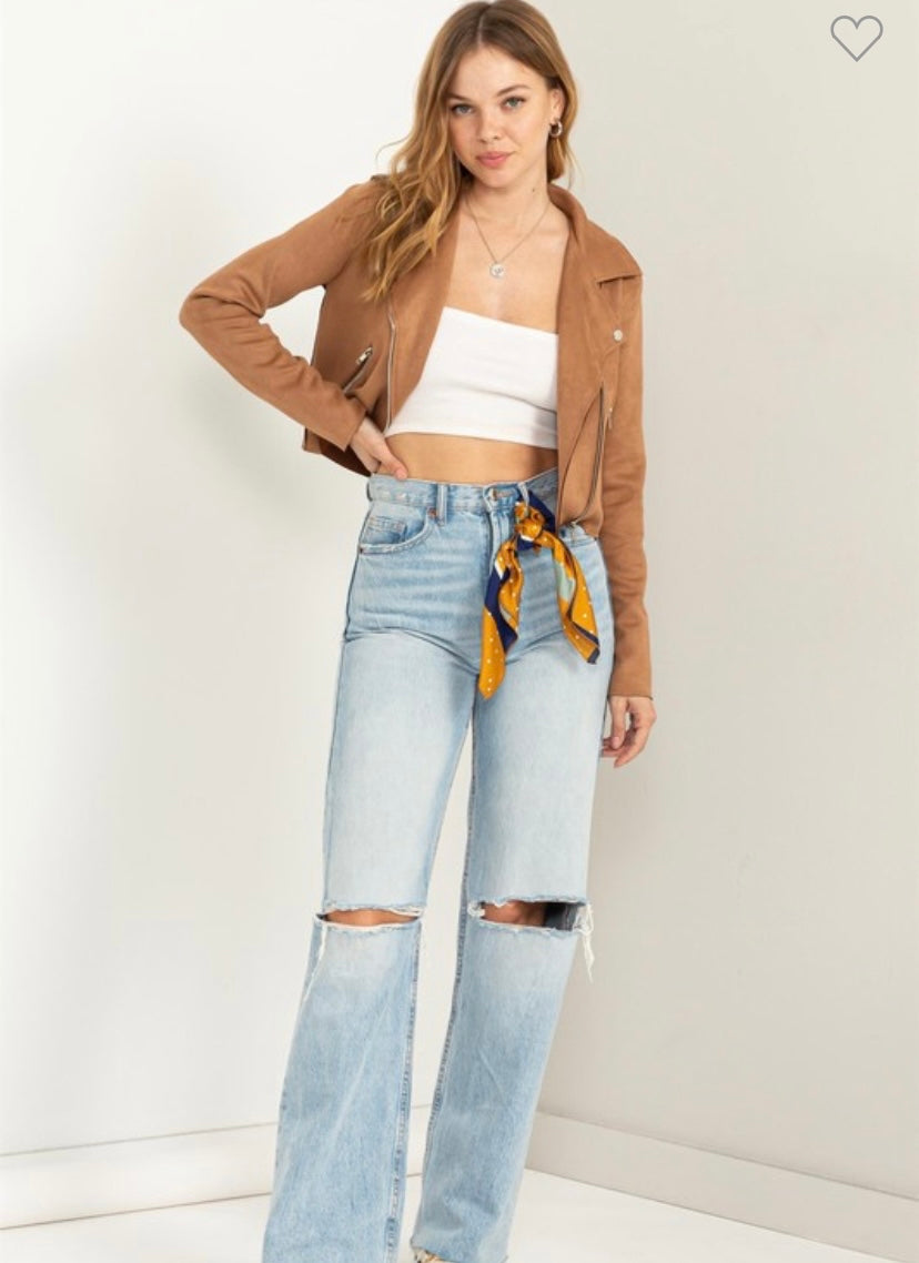 Faux Suede Moto Jacket (2 Colors)