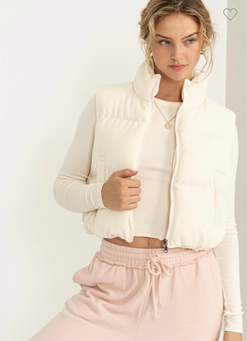 Corduroy Puffer Vest (3 Colors)