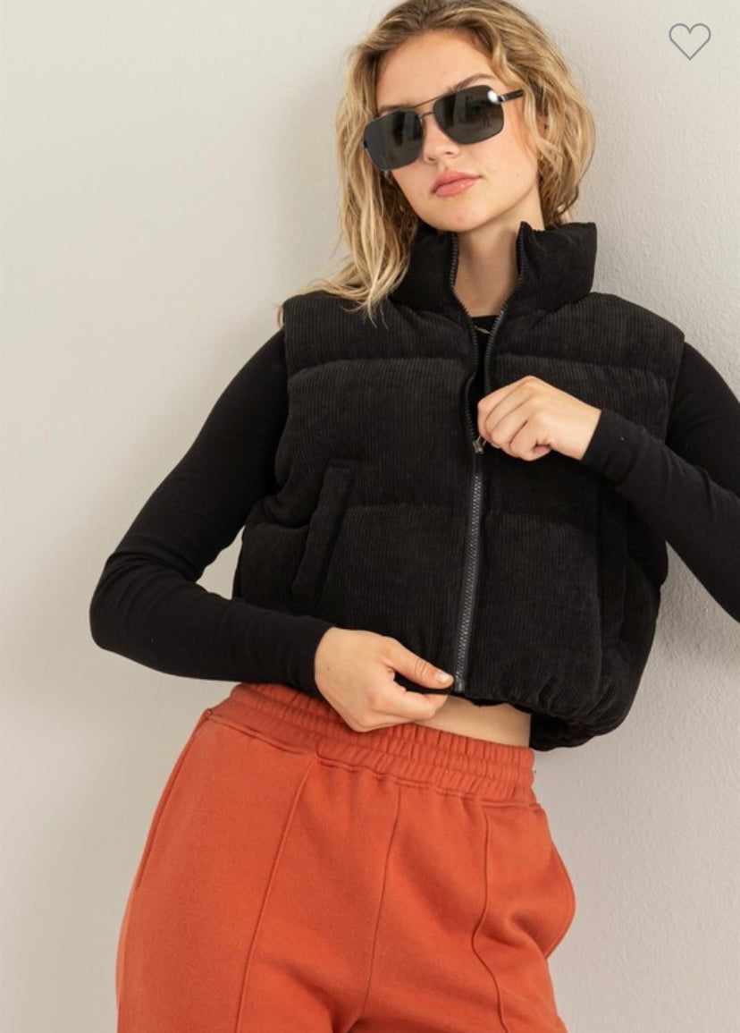 Corduroy Puffer Vest (3 Colors)
