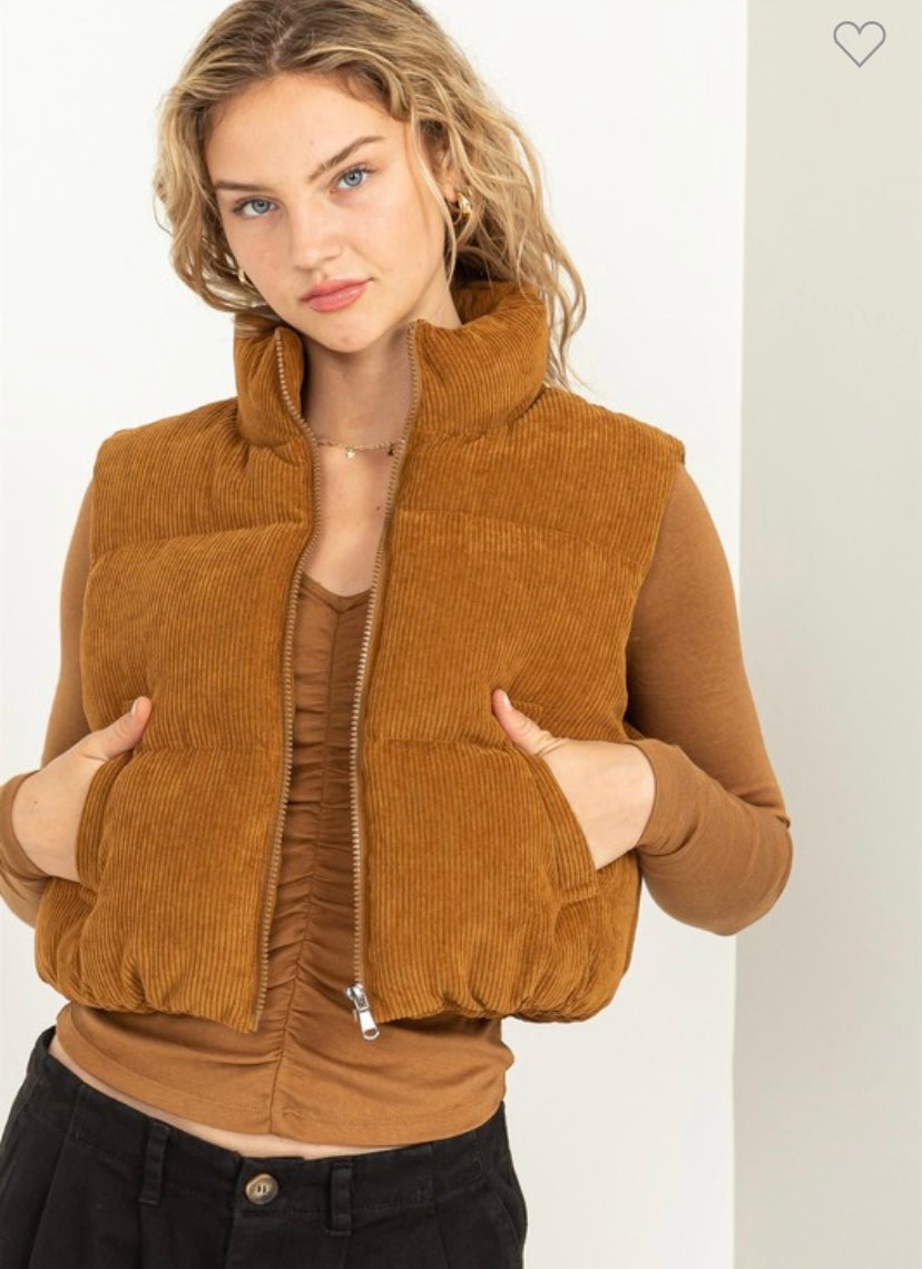 Corduroy Puffer Vest (3 Colors)