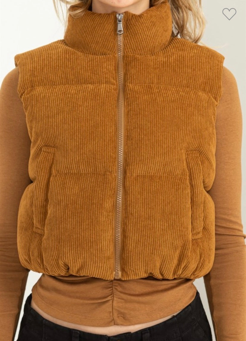 Corduroy Puffer Vest (3 Colors)