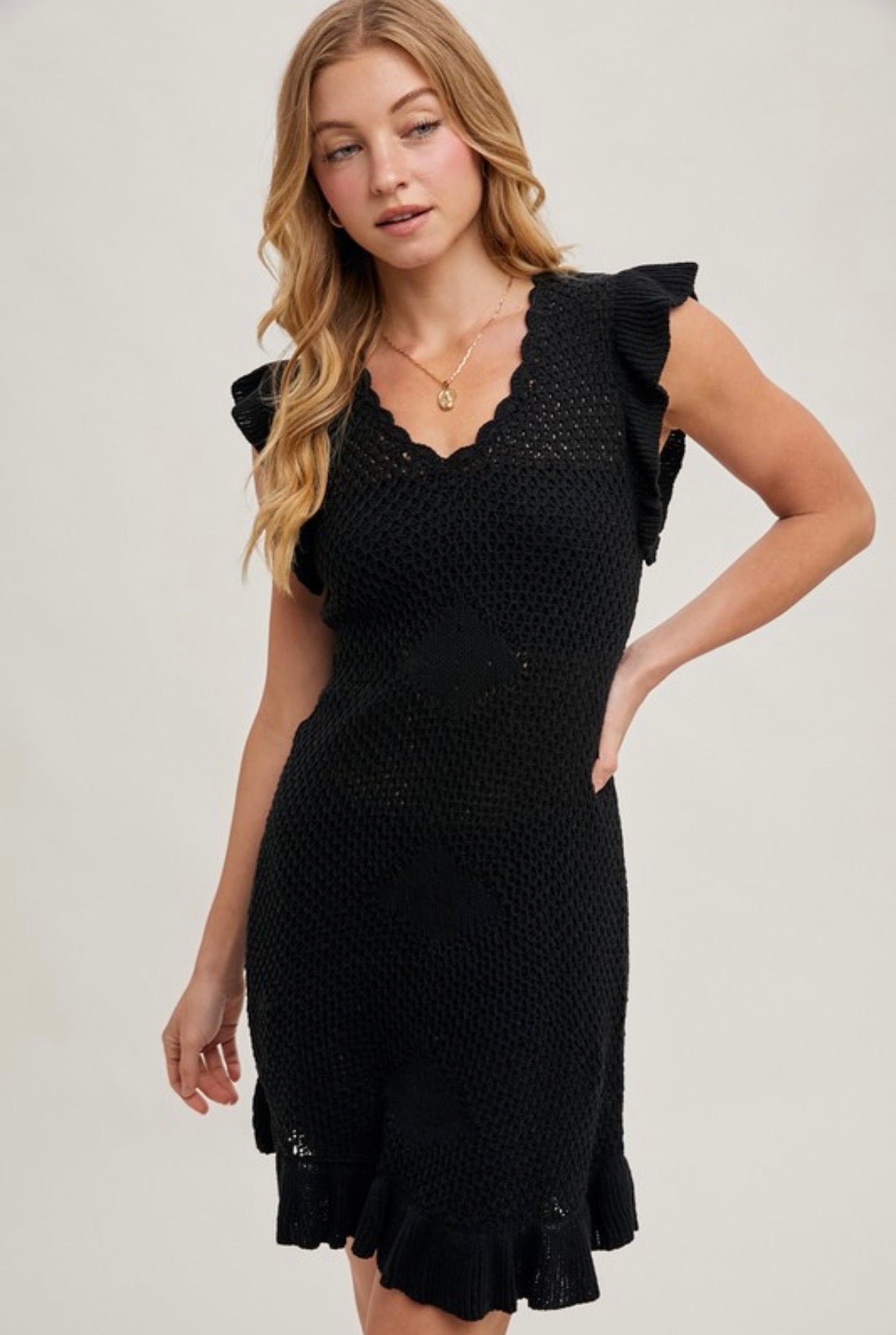Open Knit Mini Dress