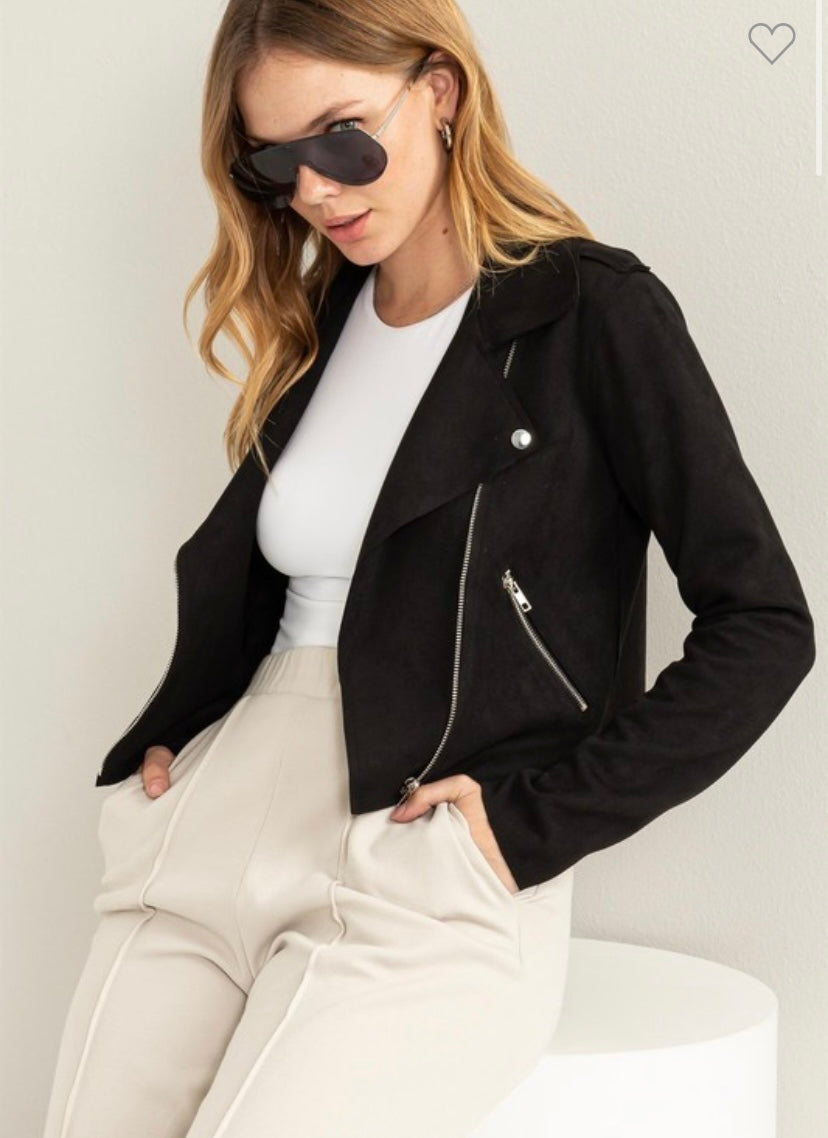Faux Suede Moto Jacket (2 Colors)