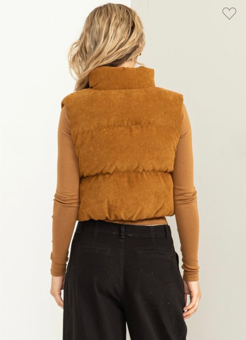 Corduroy Puffer Vest (3 Colors)