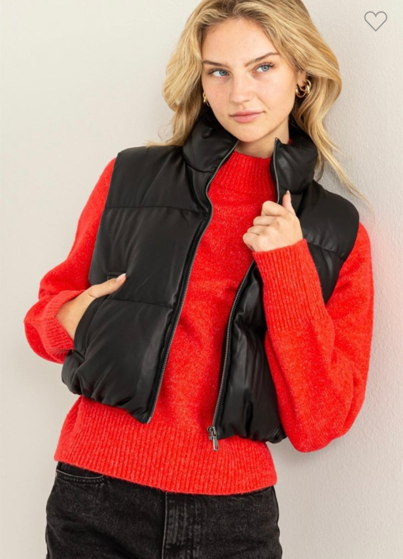 Leather Puffer Vest