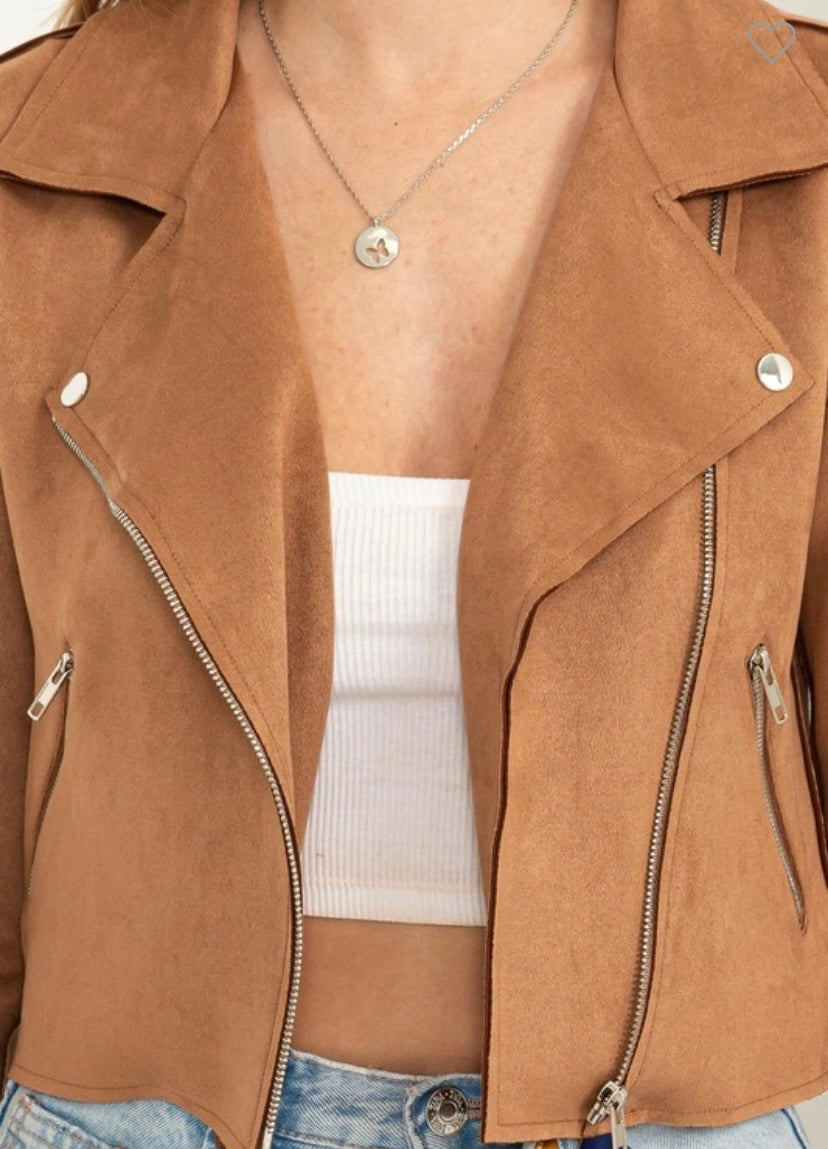 Faux Suede Moto Jacket (2 Colors)