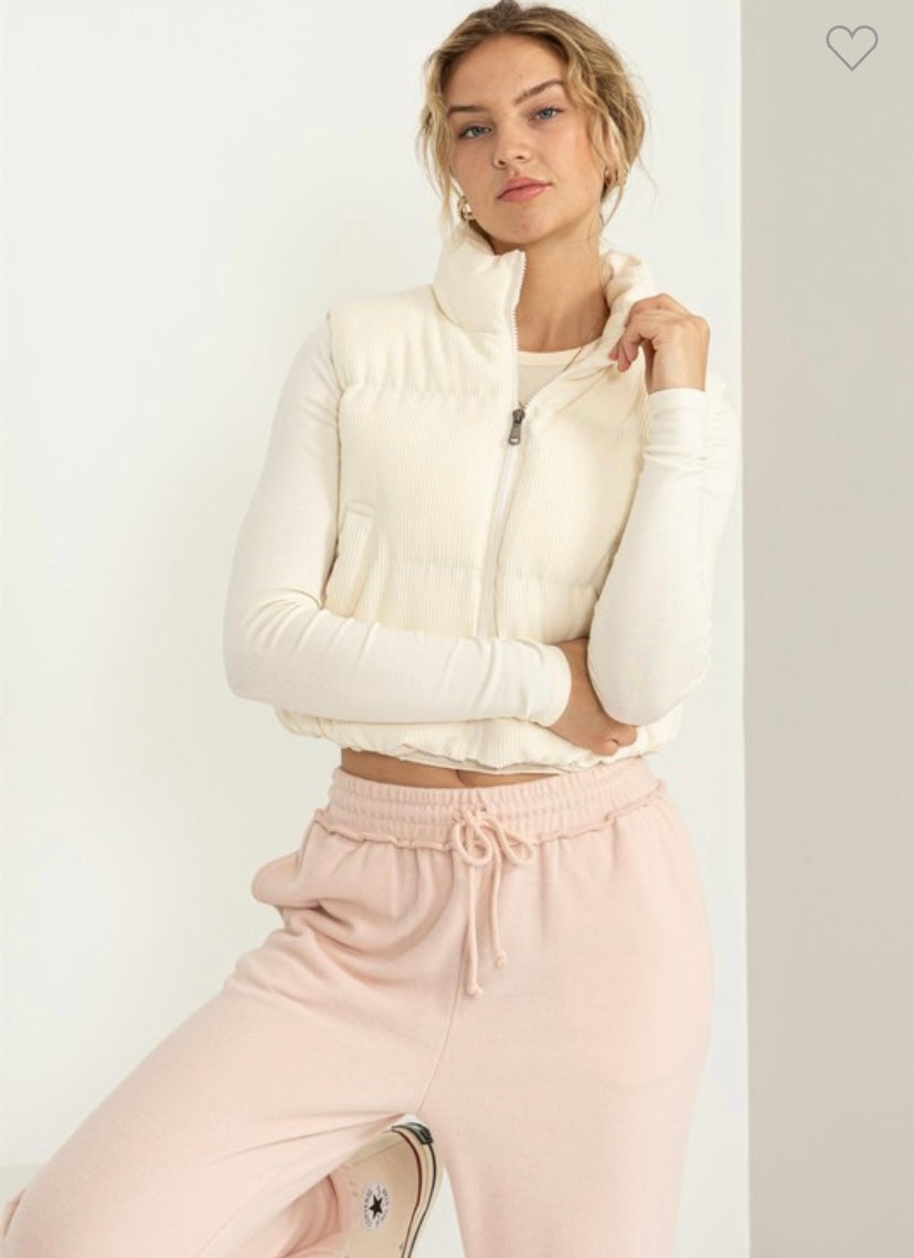 Corduroy Puffer Vest (3 Colors)