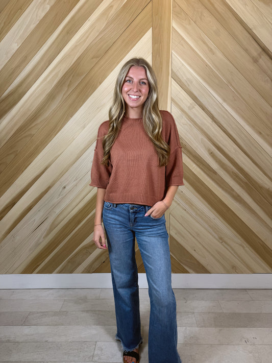 Drop Shoulder Short Sleeve Pullover
