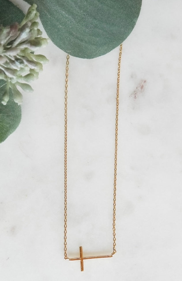Sideways Cross Necklace