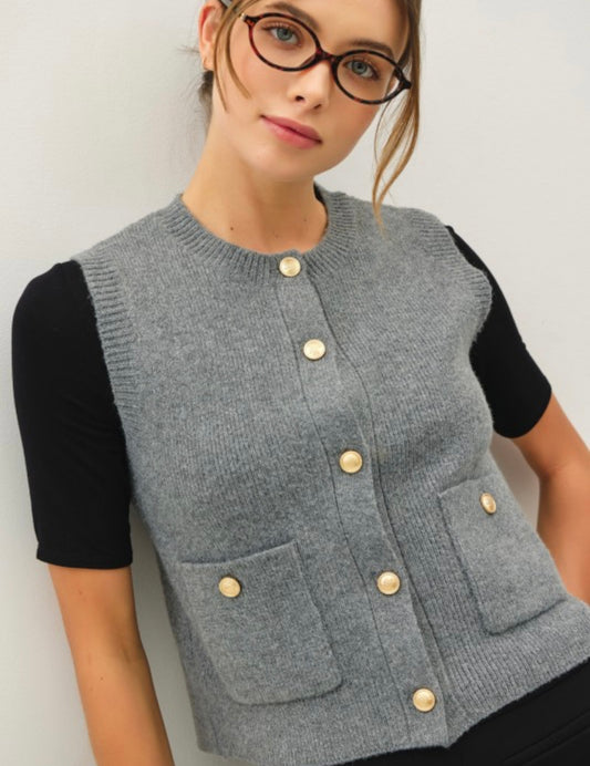 Button Up Sweater Vest