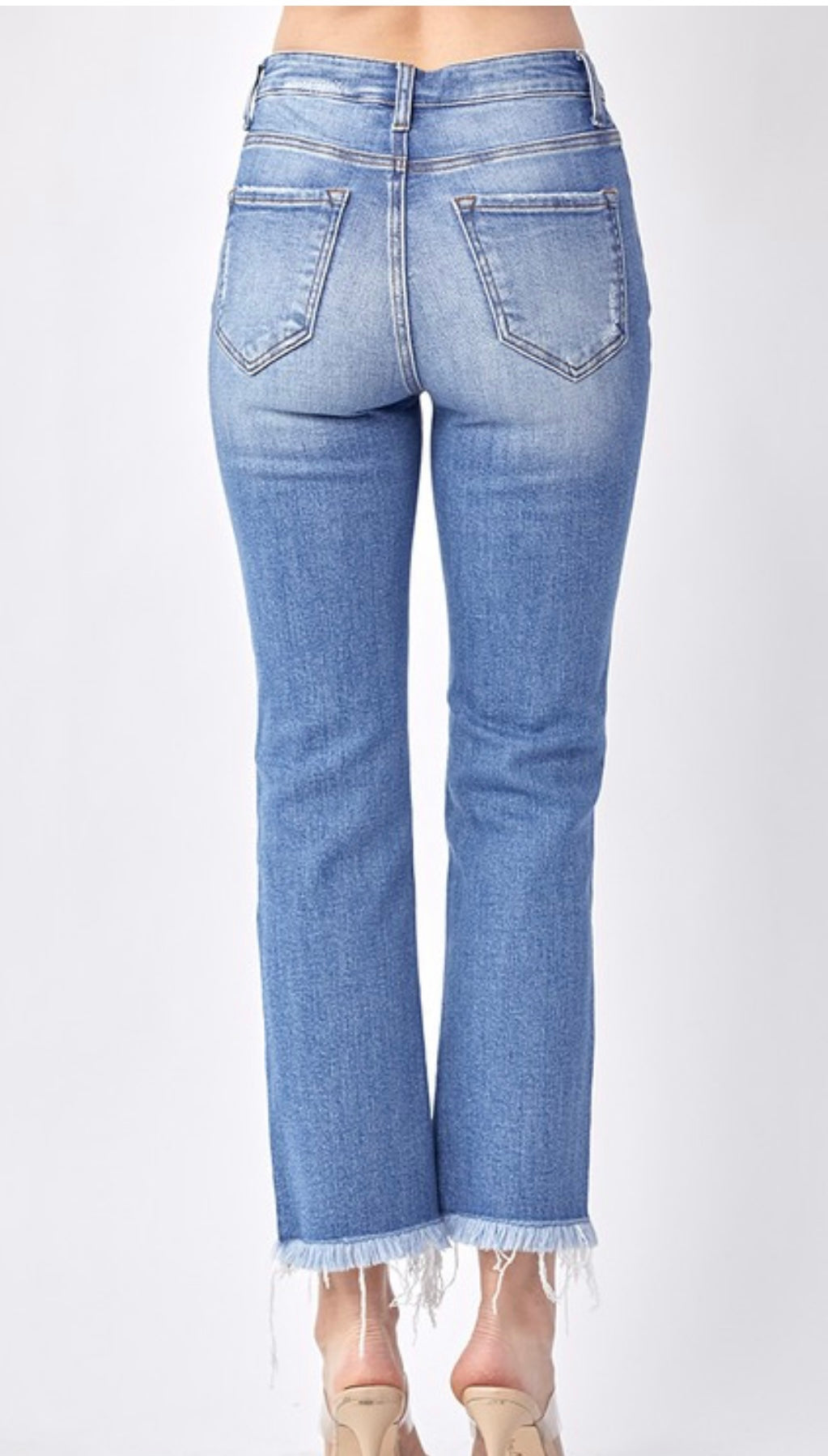 Mid Rise Straight Leg Jeans