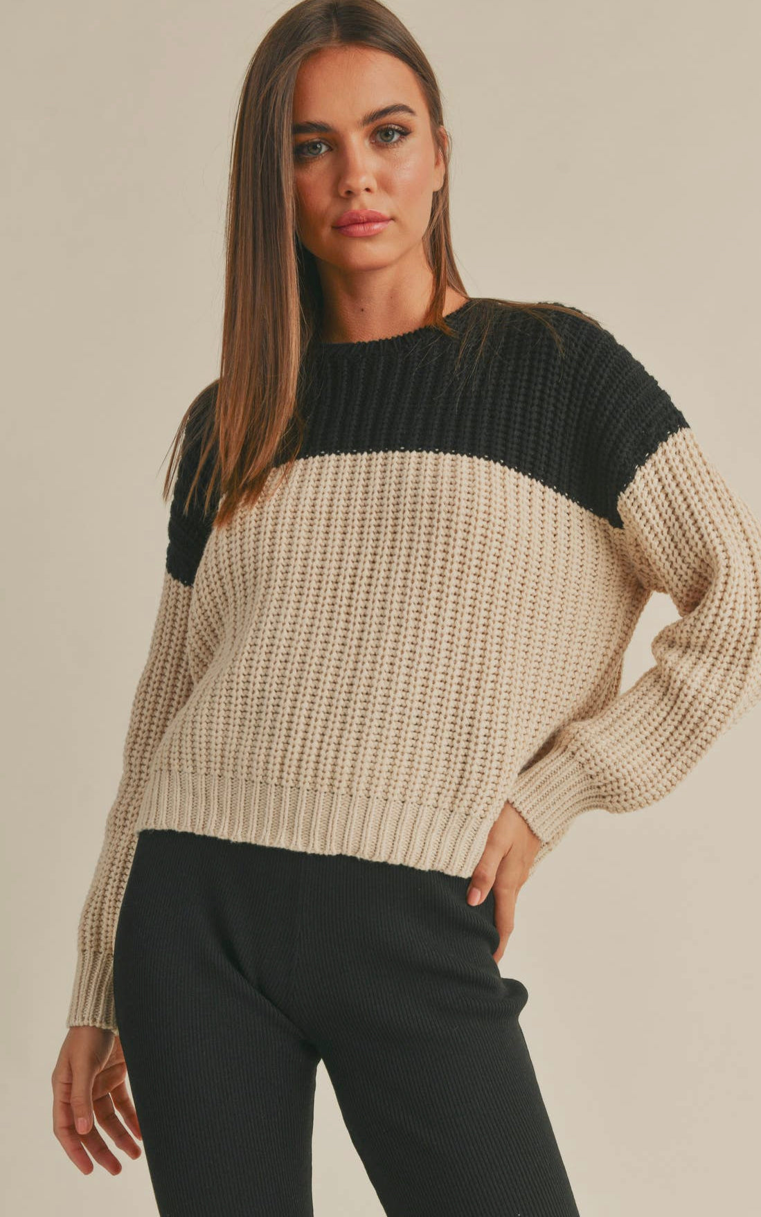 Black/Oatmeal Knit Sweater