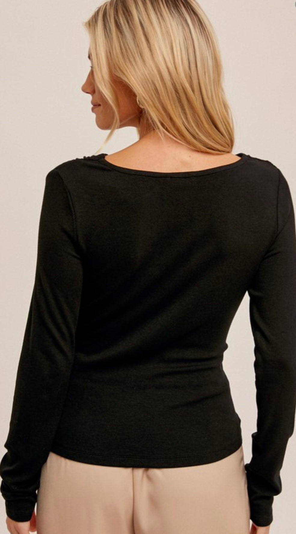 Surplice Rib Long Sleeve Top