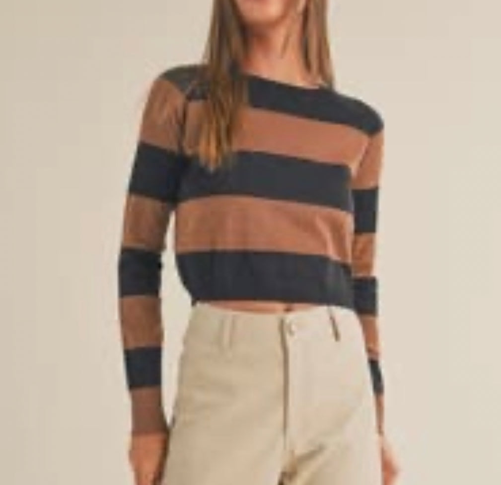 Mocha/Black Shimmer Knit Top