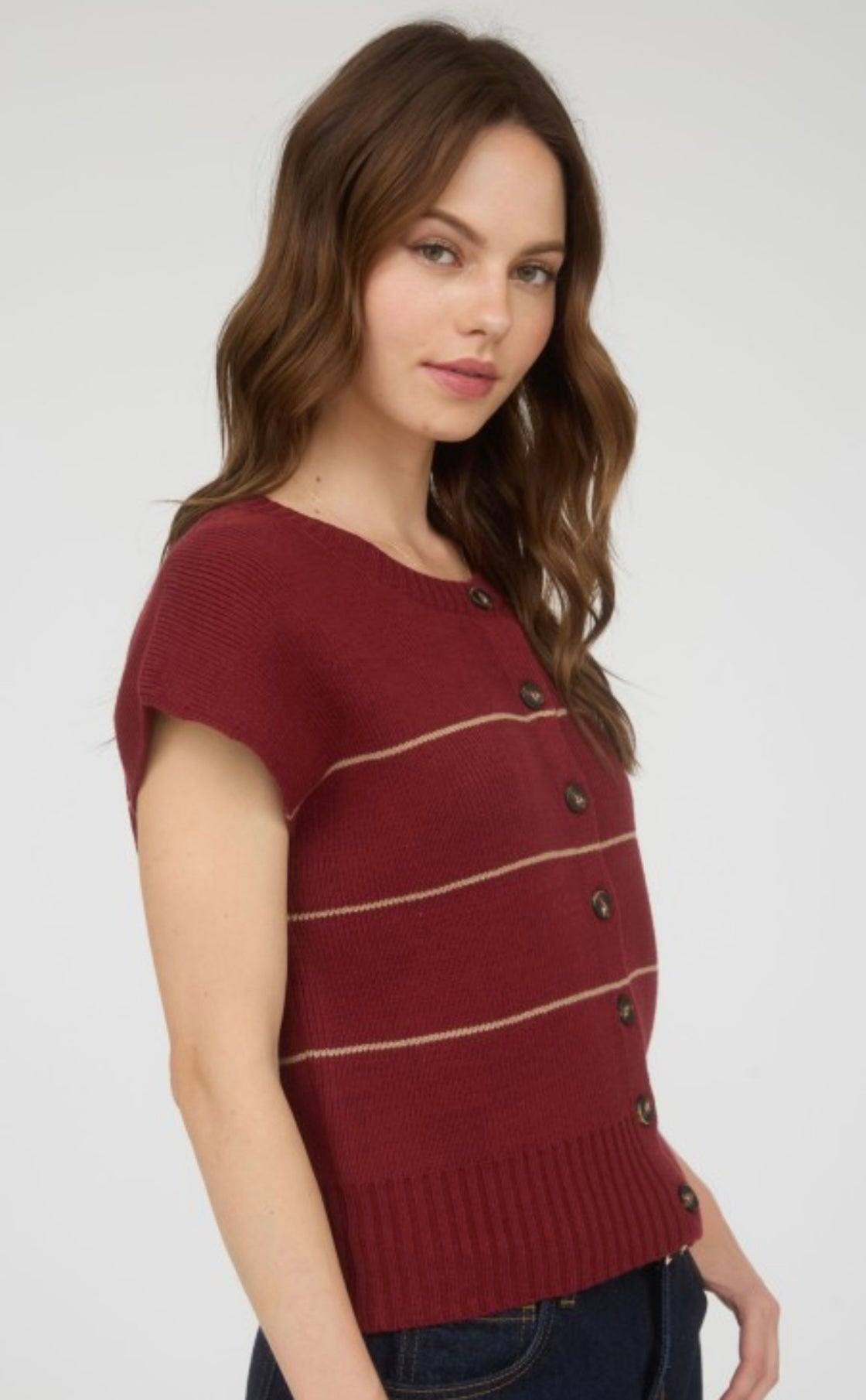Burgundy Button Down Top
