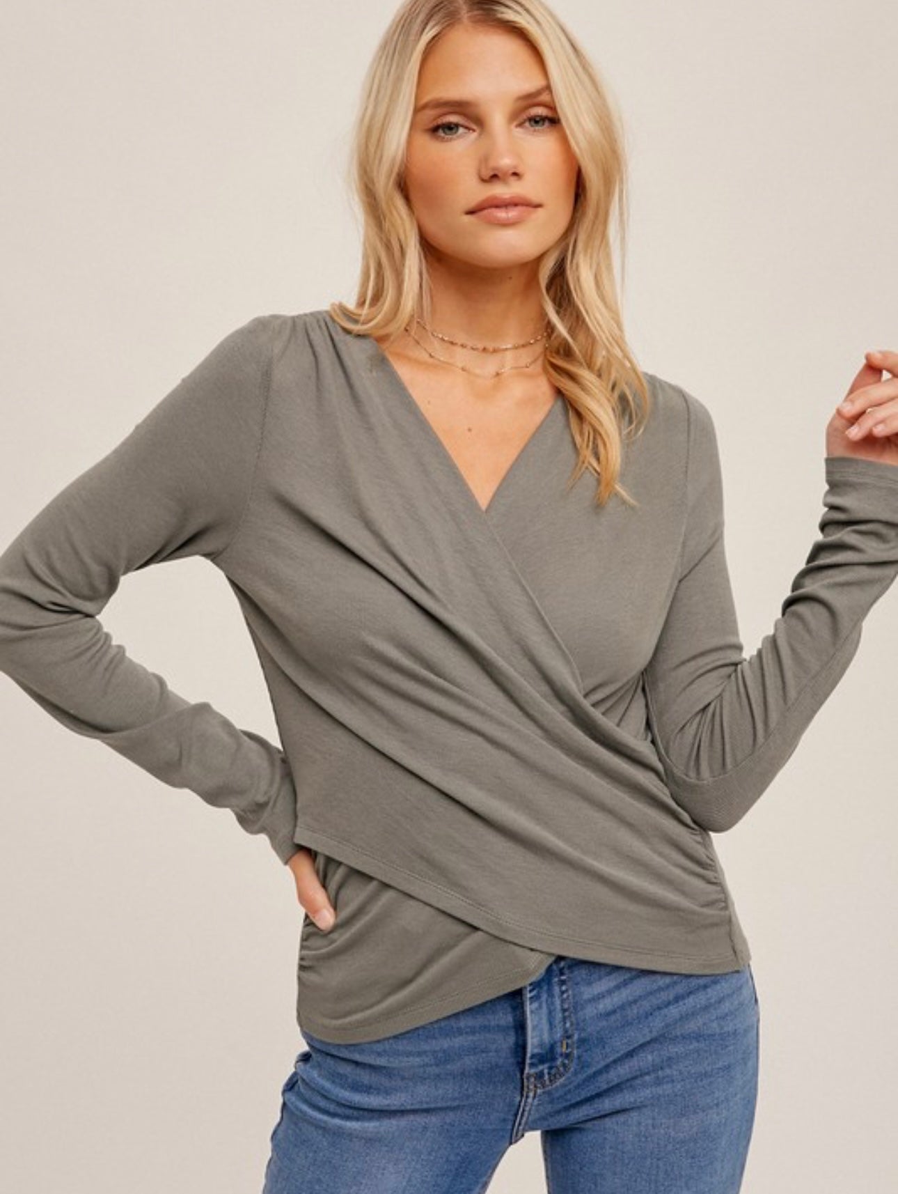 Sage Surplice Top