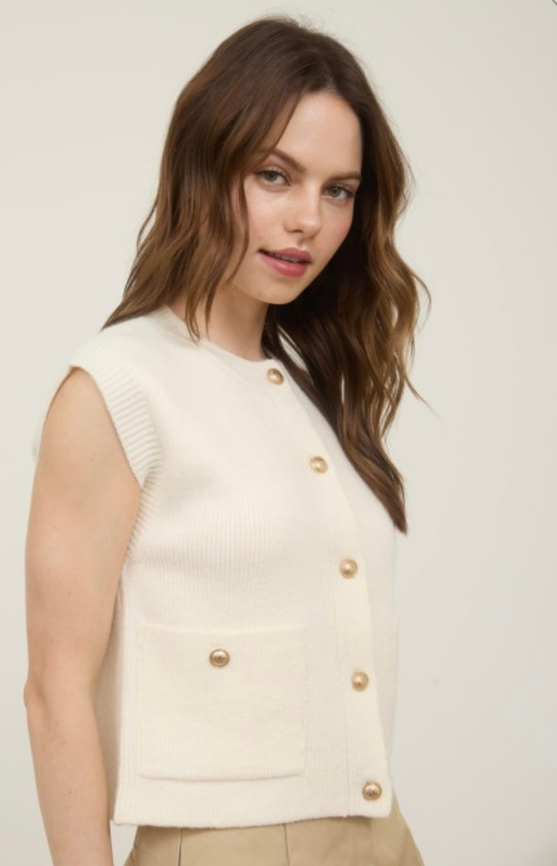 Cream Sleeveless Vest