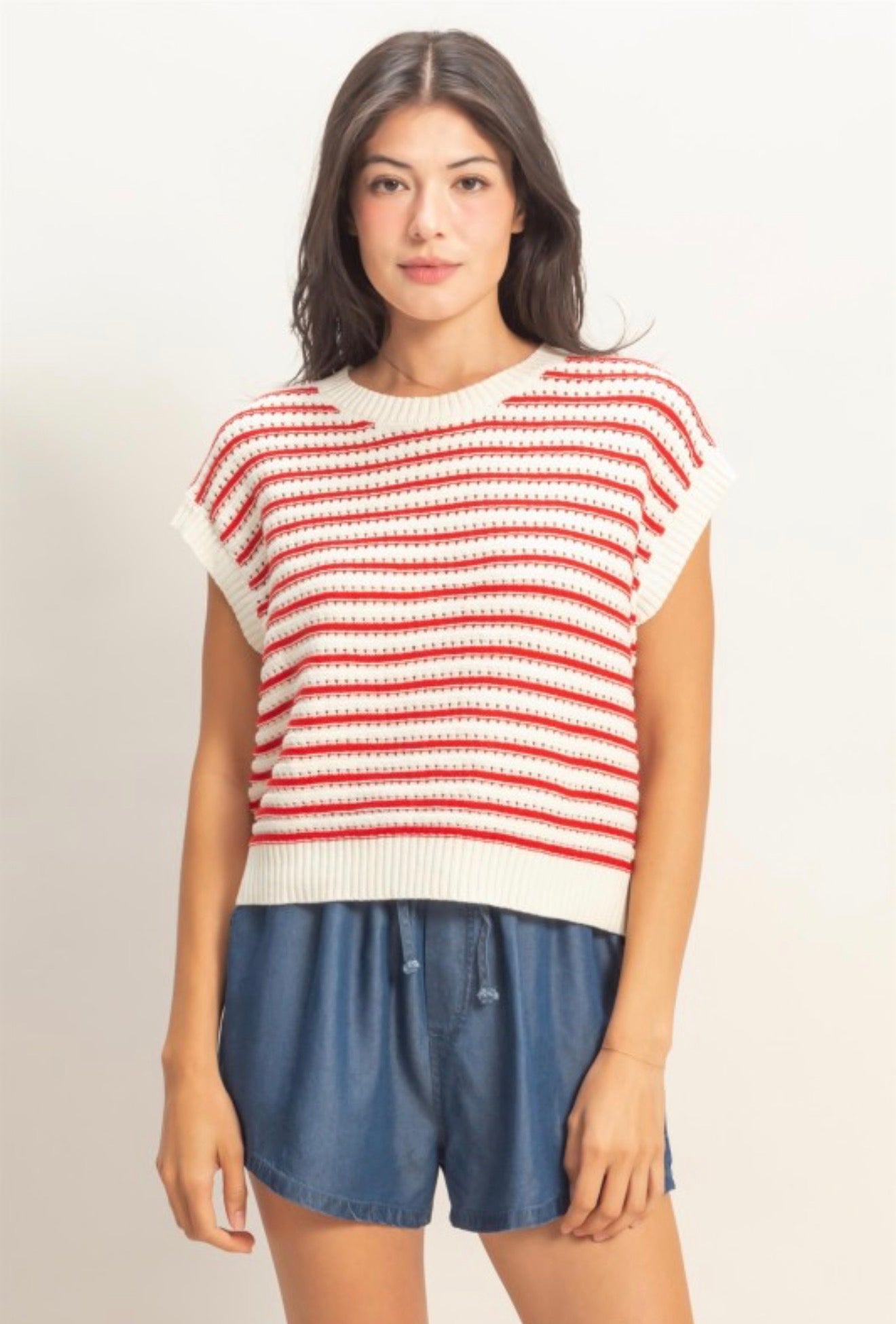 Short Sleeve Knit Sweater 2 Colors