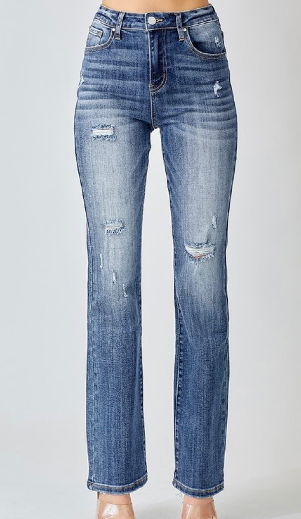 Vintage Wash Straight Leg Jeans