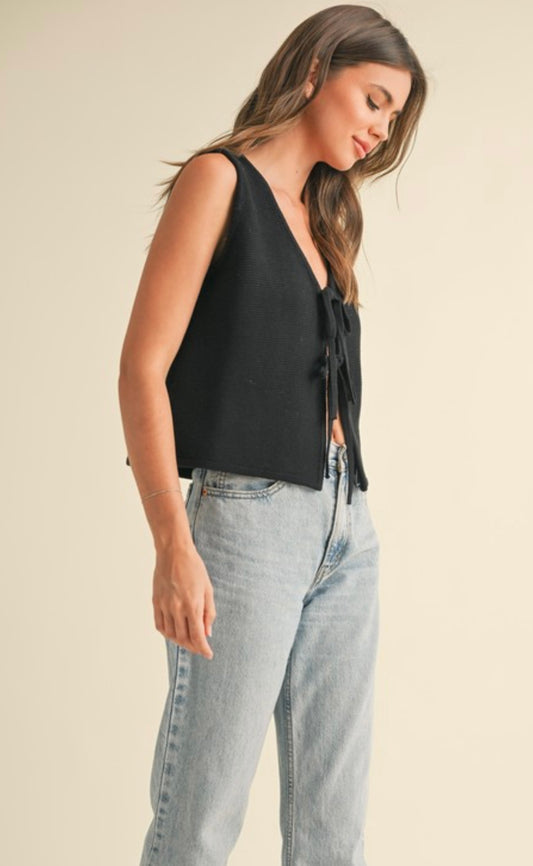 Black Tie Knitted Vest