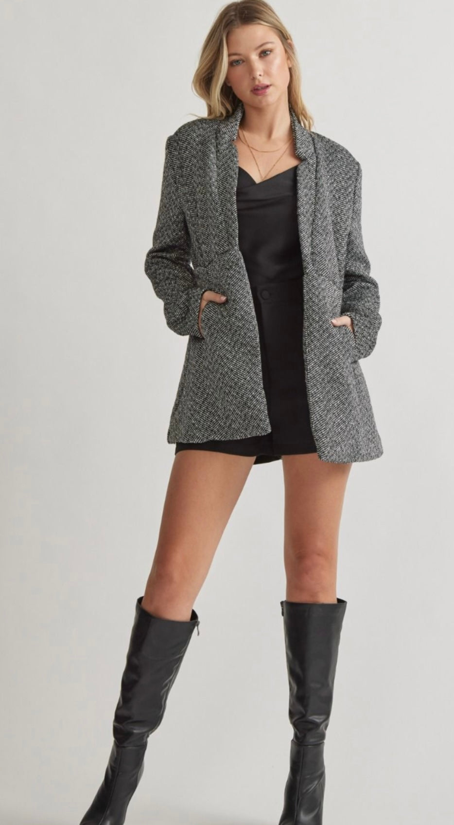 Tweed Collar Blazer
