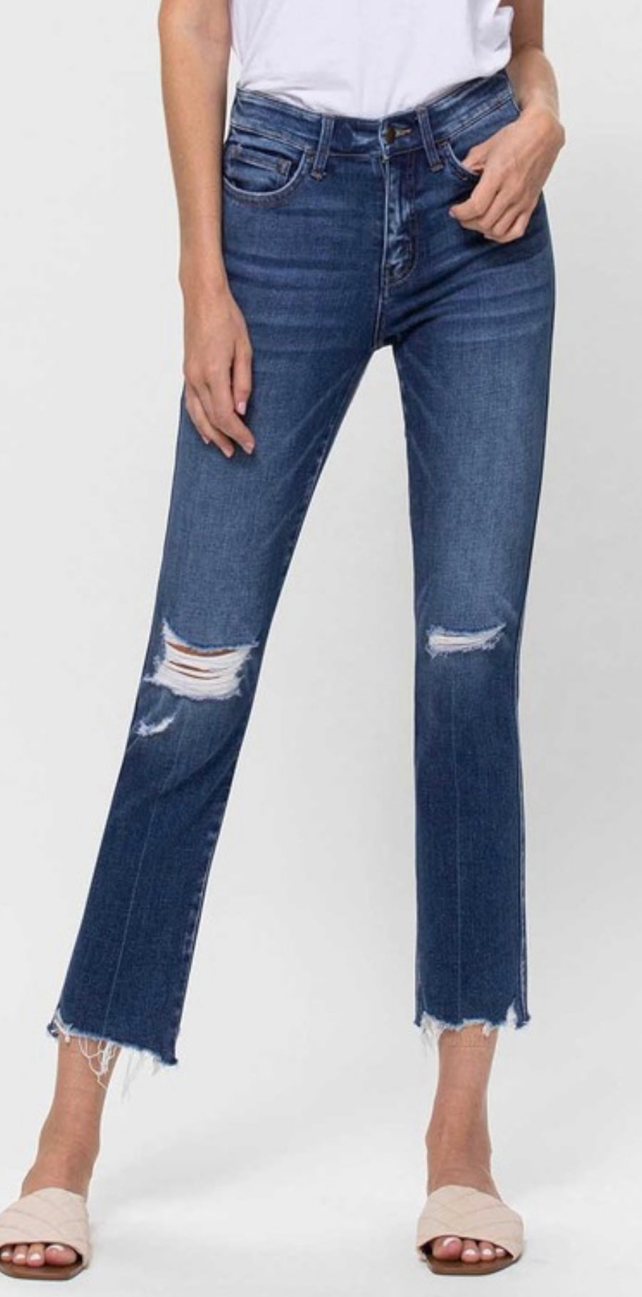 Mid Rise Slim Straight Leg Jeans