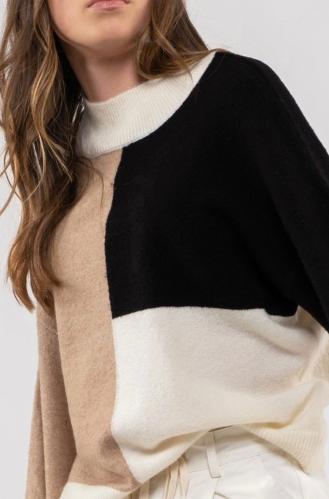 Mock Neck Color block