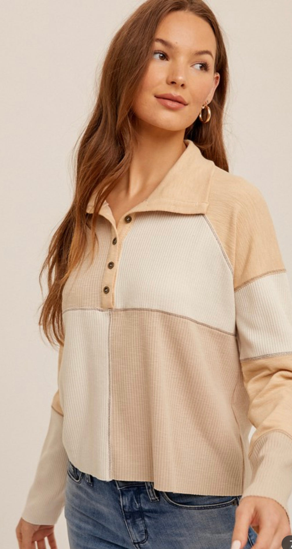 Color Block Collar Top