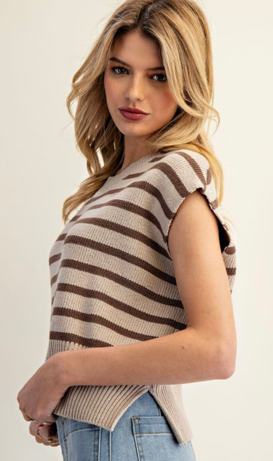 Oatmeal Striped Sweater Top