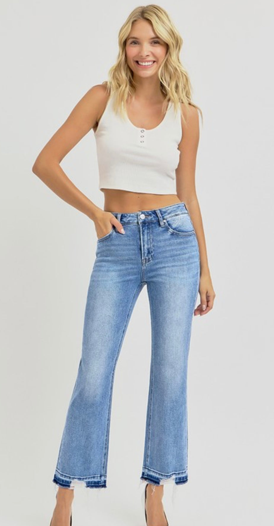 High Rise Shadow Hem Jeans