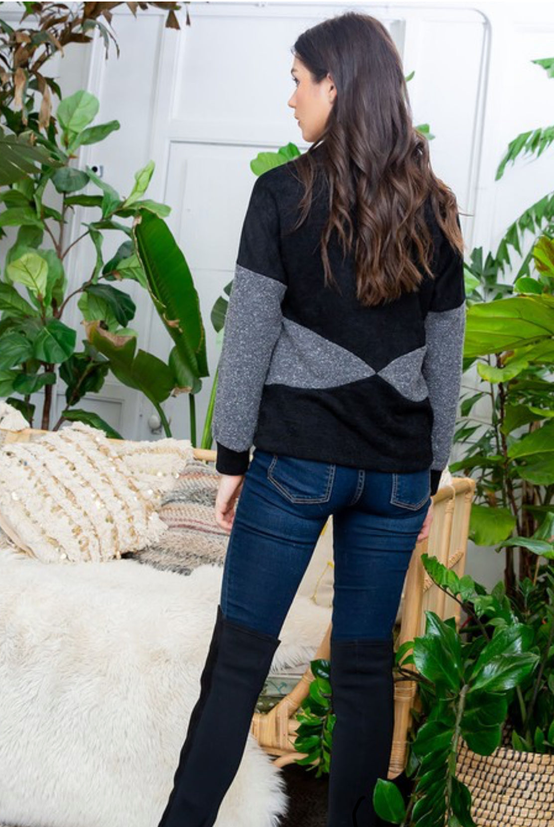Black Colorblock Sweater