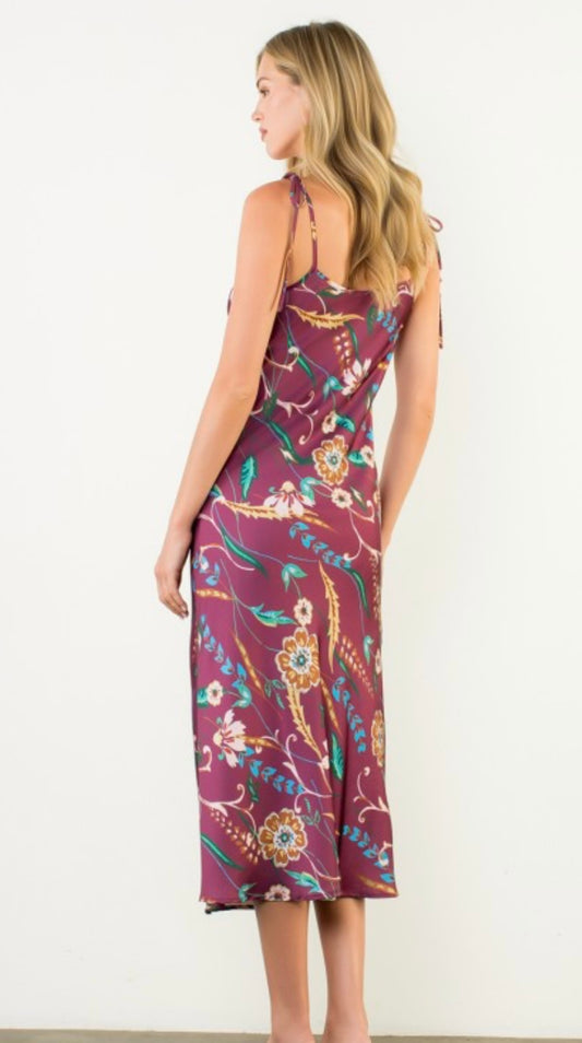 Tie Strap Floral Midi Dress