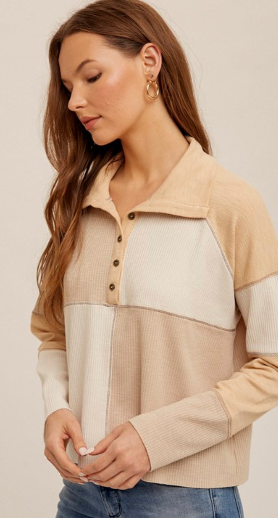 Color Block Collar Top