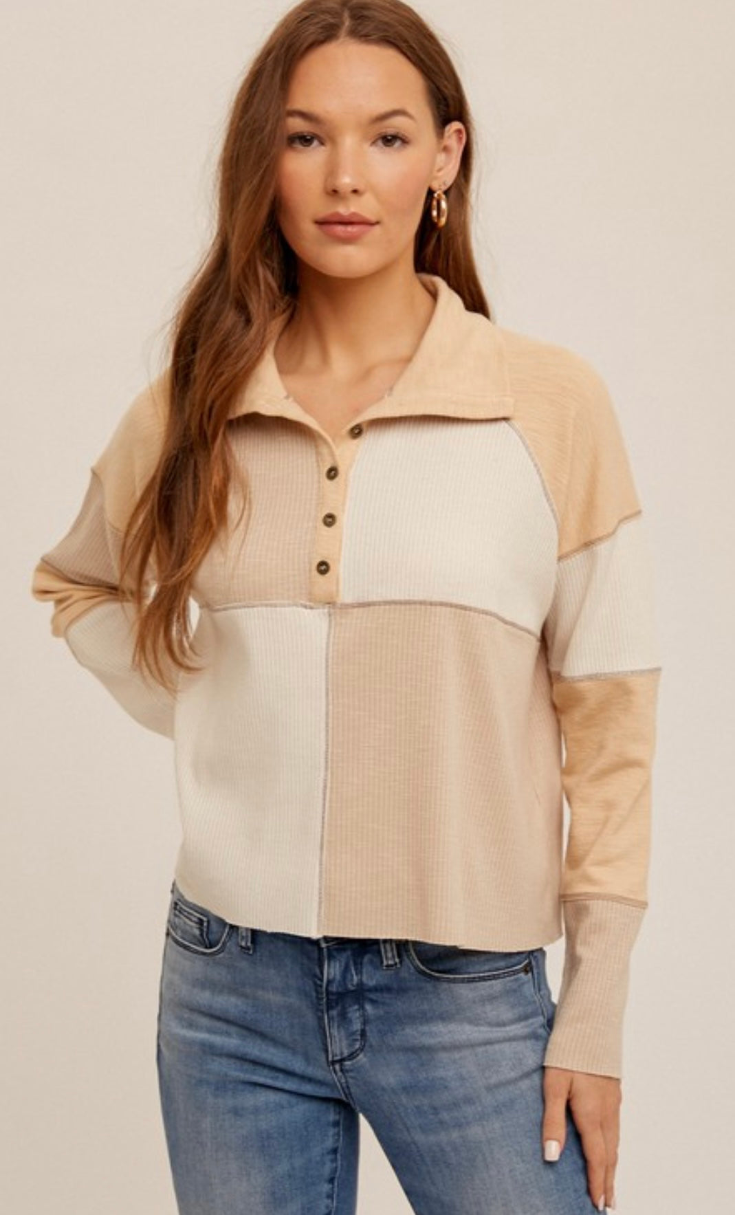 Color Block Collar Top