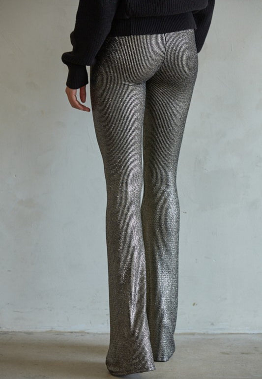 Black Gold Sparkle Flare Pants