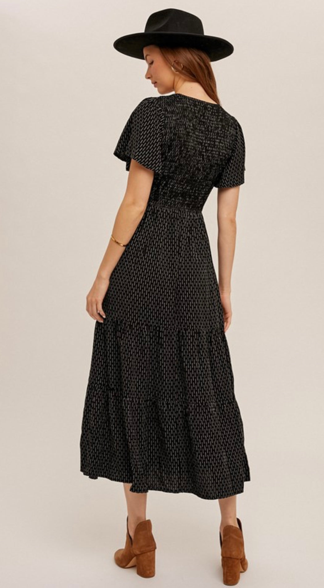 Smocked Bell Sleeve Maxi Dress