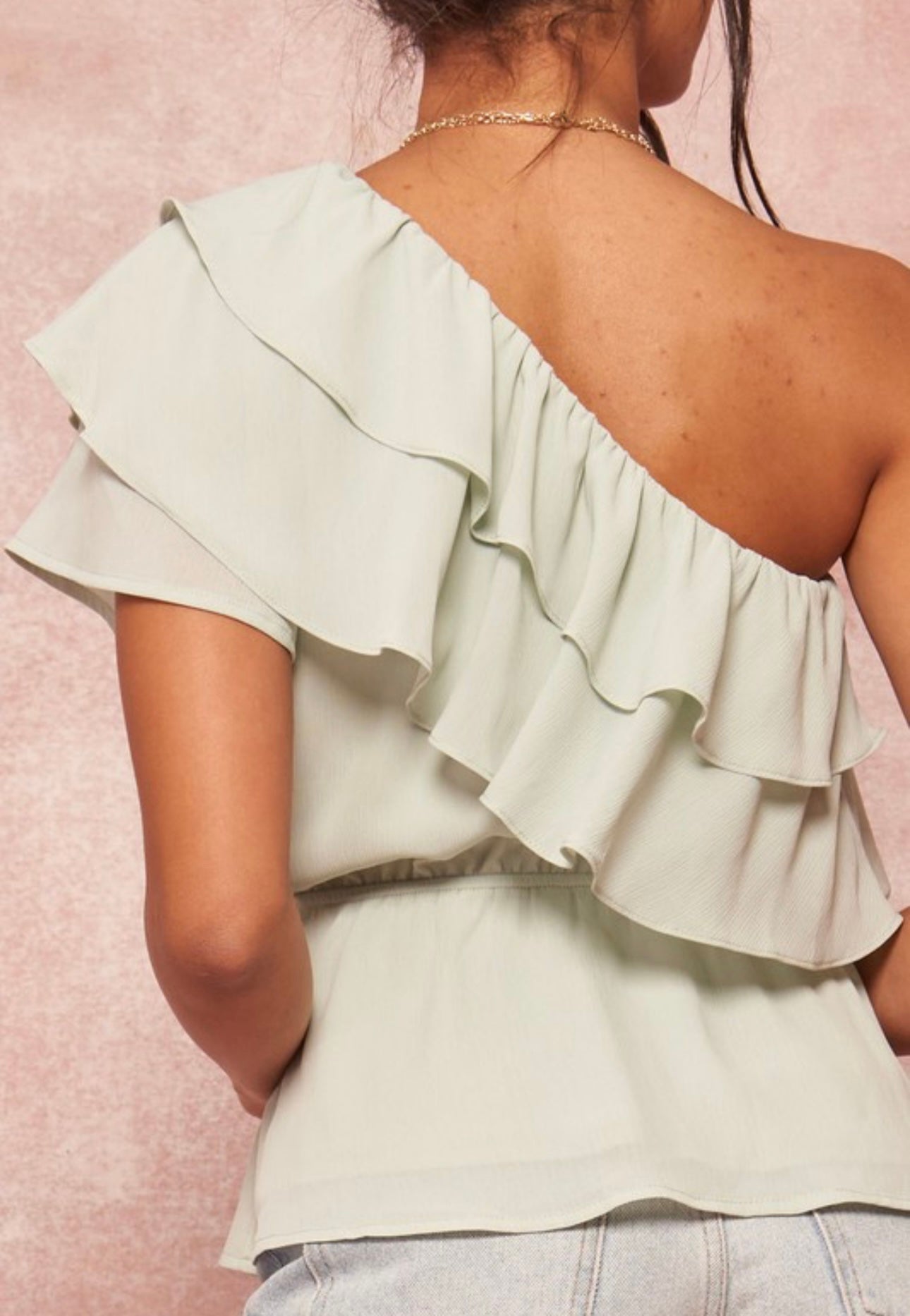 One Shoulder Peplum Blouse