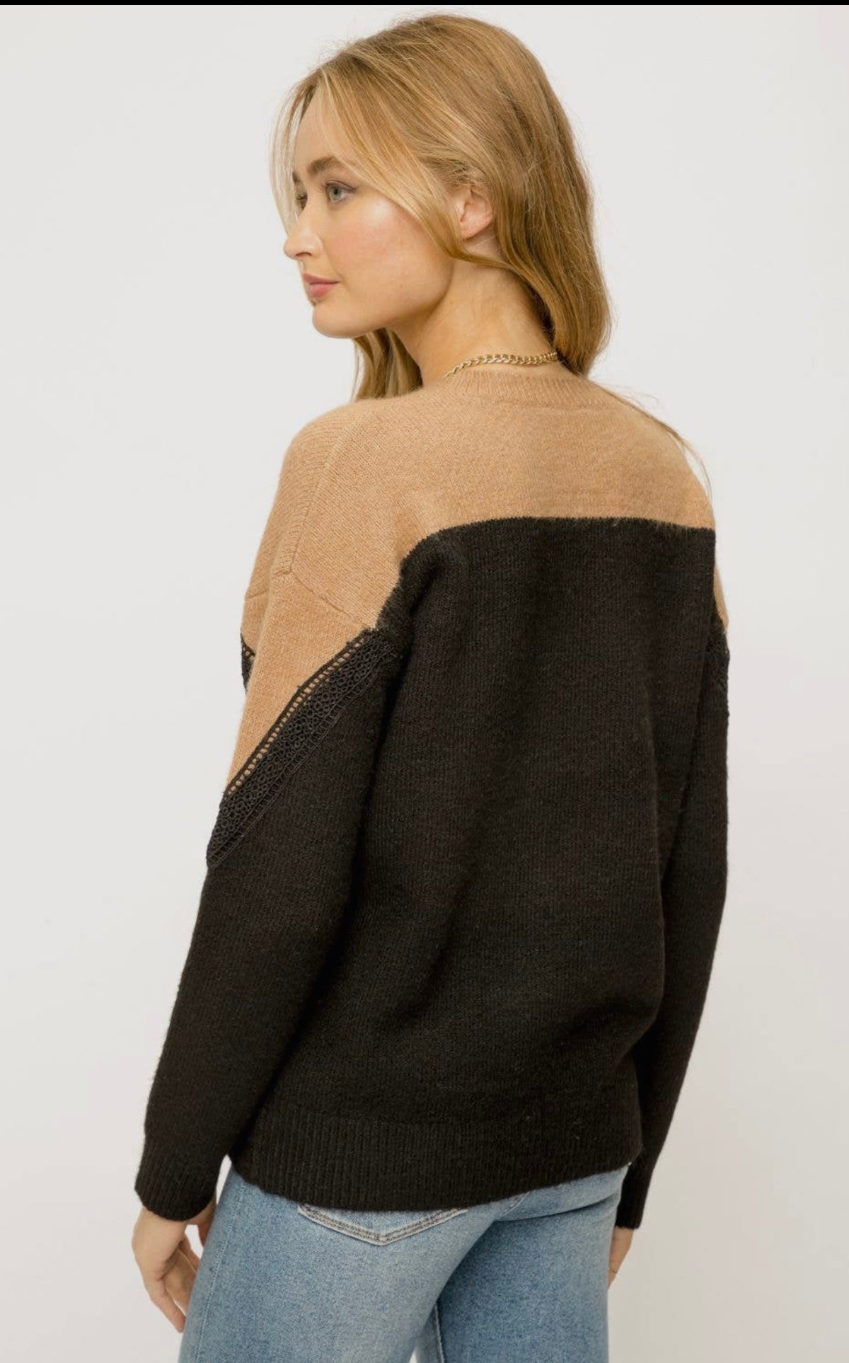 Lace Color Block Sweater