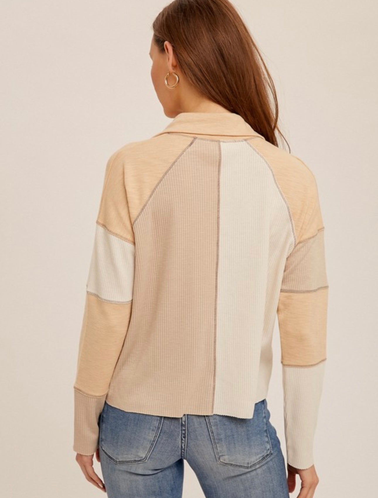 Color Block Collar Top