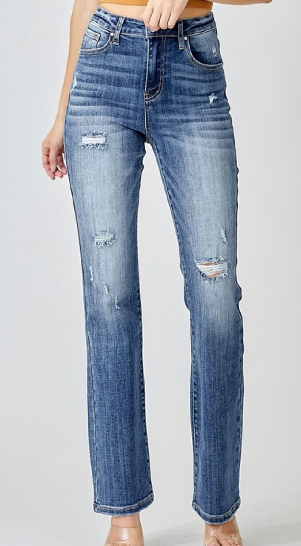 Vintage Wash Straight Leg Jeans