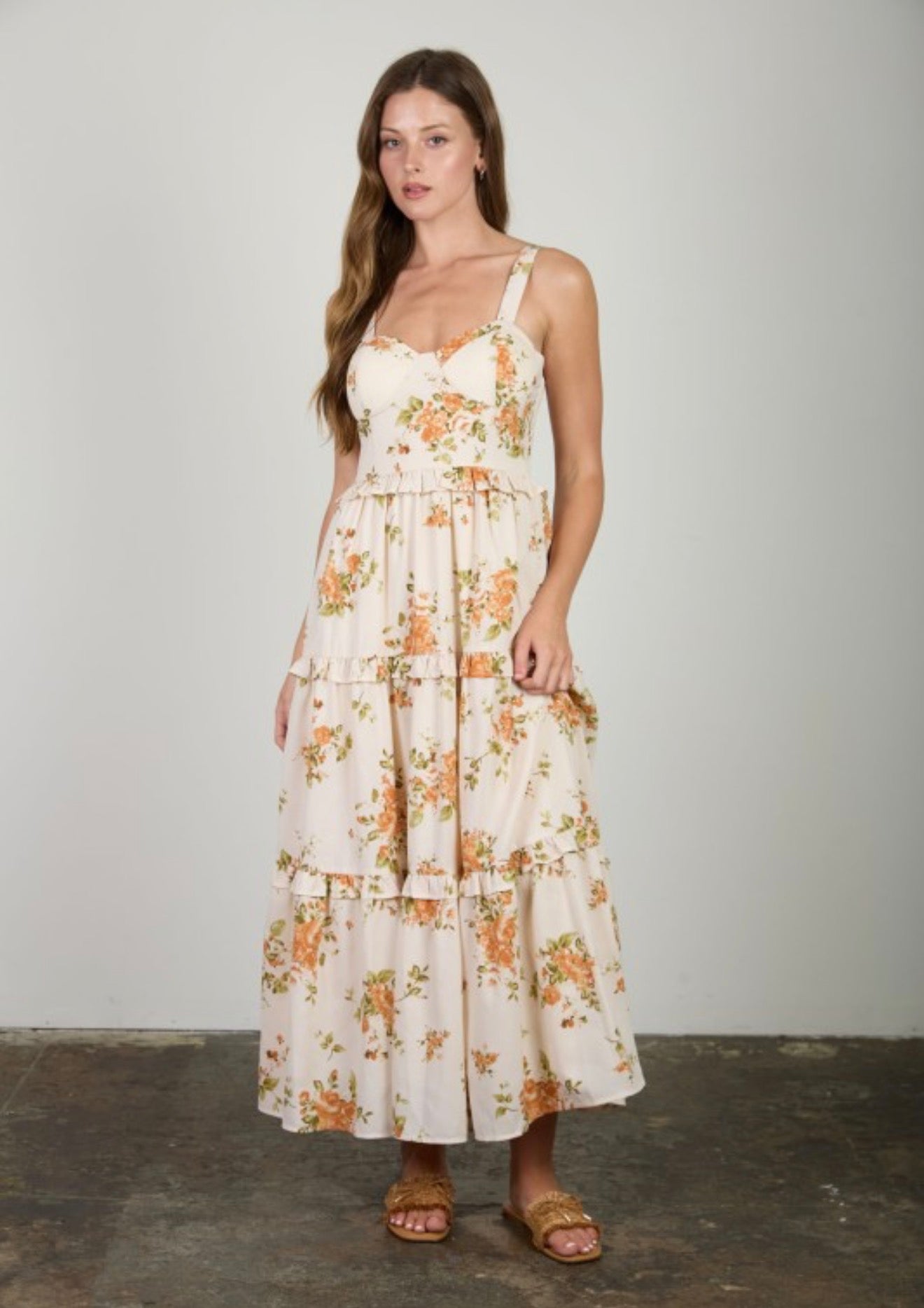 Cream Sweetheart Tiered Maxi