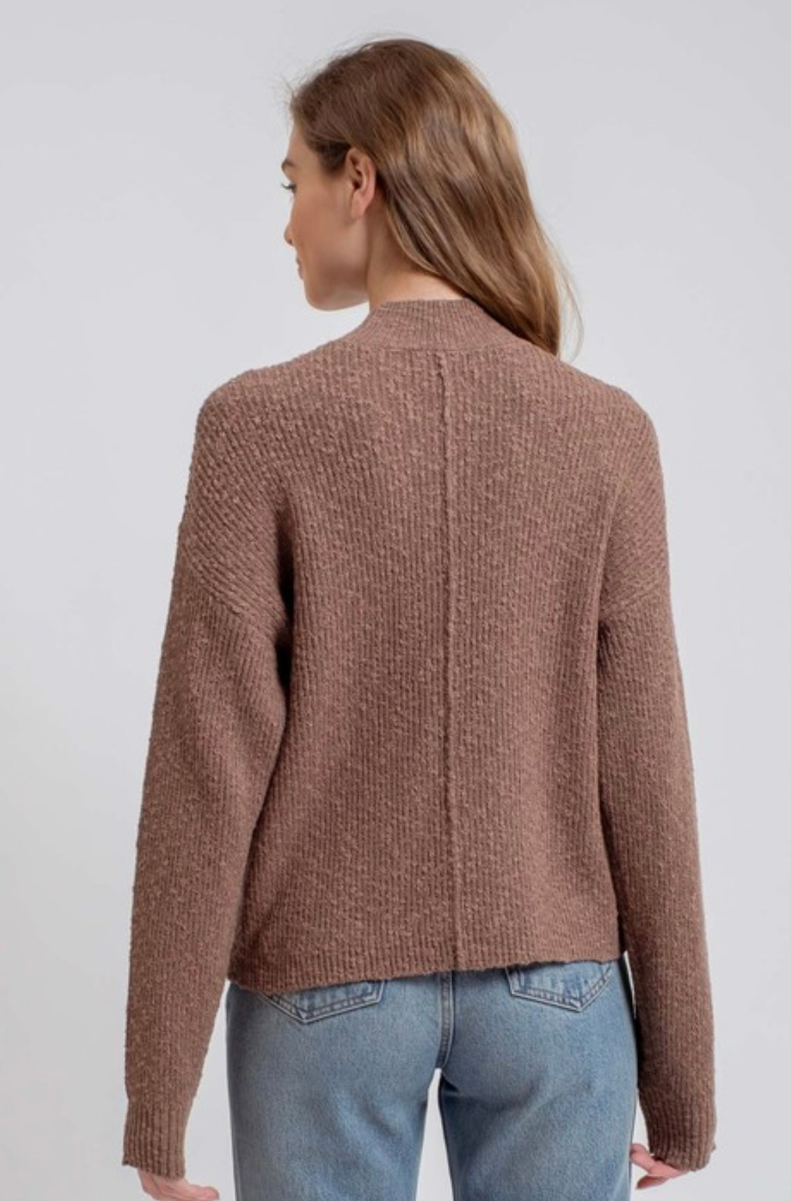 Mock Neck Front Seam Sweater